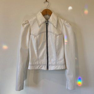 Urban Outfitters 1970's Disco-inspired White Faux Leather Jacket Sz XS